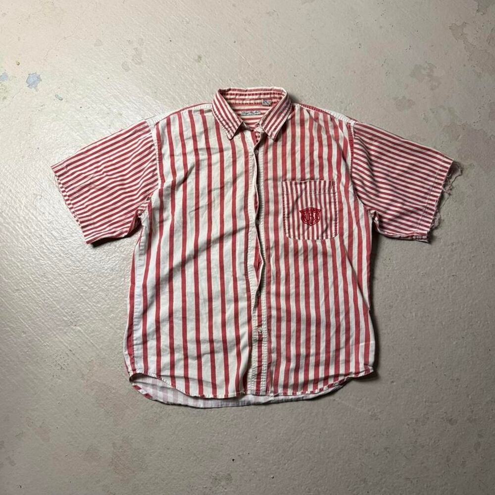 Vintage 90s Bugle Boy Striped Men's XL Polo Distressed Red